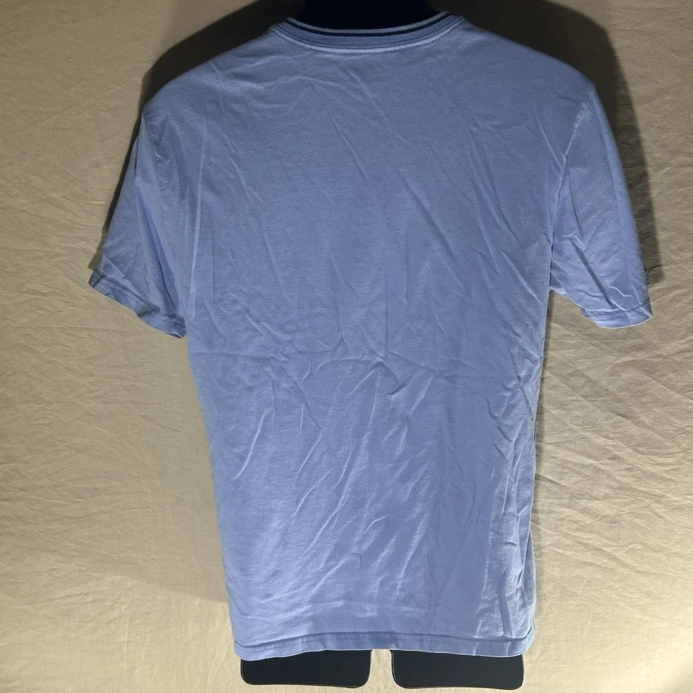 Polo Ralph Lauren V-Neck T-Shirt Light Blue Medium Striped Collar